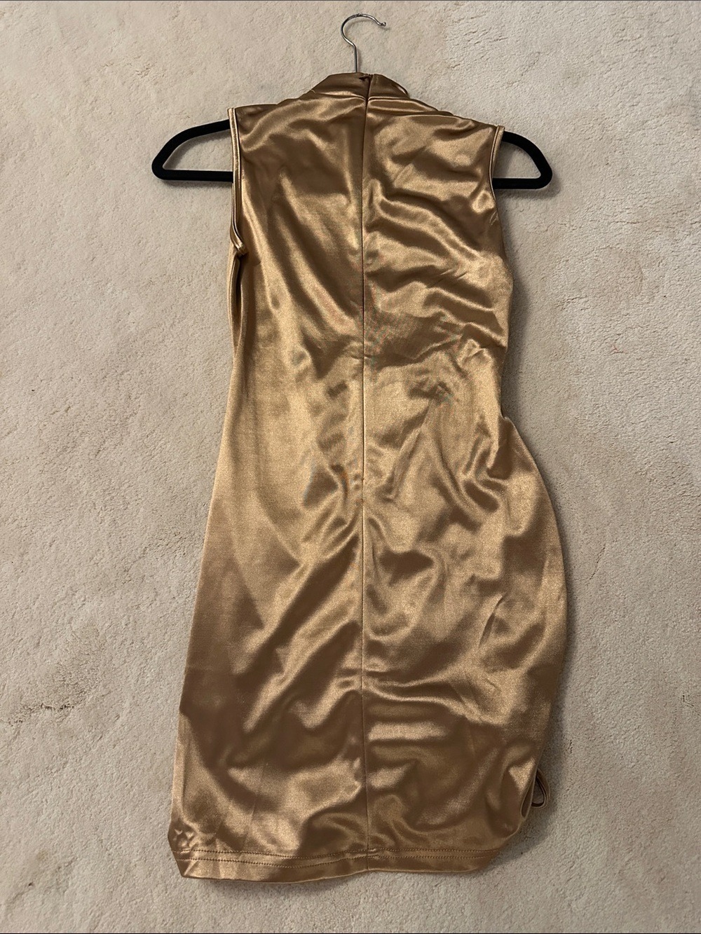 SHEIN Gold Ruched Satin Dress - Picture 2 of 4
